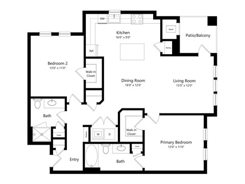 A black and white image of a house floor plan.